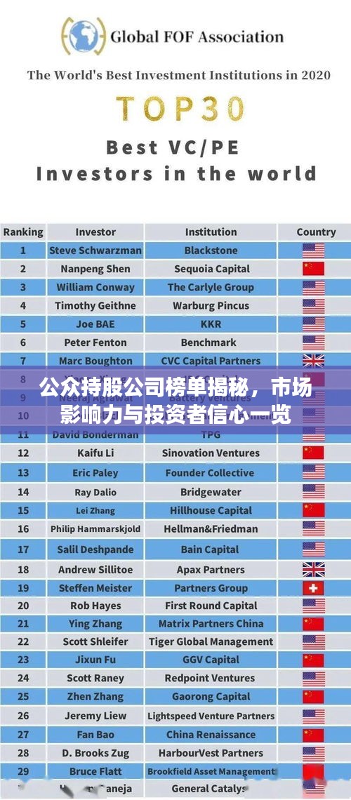 公众持股公司榜单揭秘，市场影响力与投资者信心一览