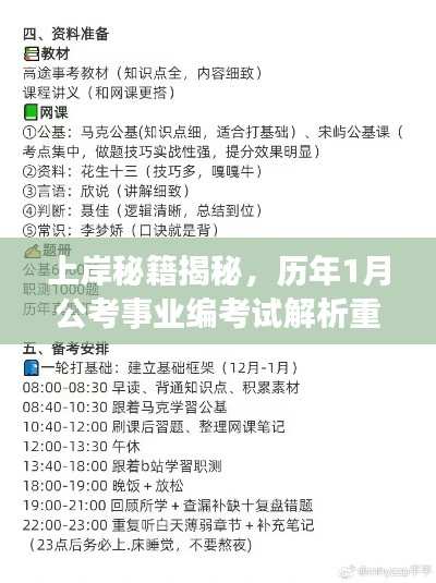 上岸秘籍揭秘，历年1月公考事业编考试解析重磅更新，历年真题助您轻松备考！