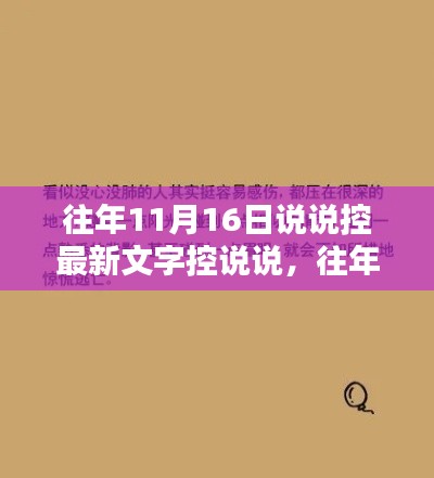 往年11月16日文字控说说产品全面评测介绍与热门说说控内容回顾