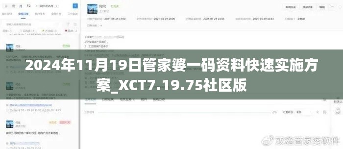 2024年11月19日管家婆一码资料快速实施方案_XCT7.19.75社区版