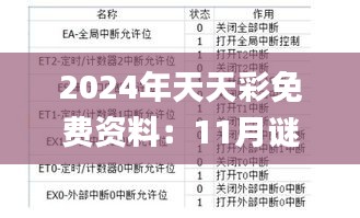 2024年天天彩免费资料：11月谜题解析与实施_OIQ2.37.25流线型版本