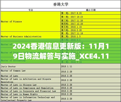 2024香港信息更新版：11月19日物流解答与实施_XCE4.11.85先锋实践版