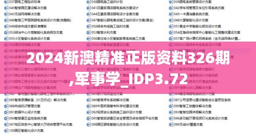 2024新澳精准正版资料326期,军事学_IDP3.72