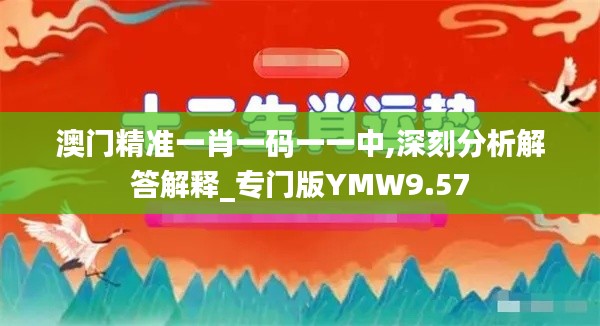 澳门精准一肖一码一一中,深刻分析解答解释_专门版YMW9.57