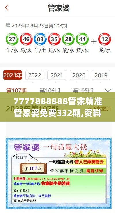 7777888888管家精准管家婆免费332期,资料汇总深度解析_ZQS4.63