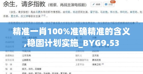 精准一肖100%准确精准的含义,稳固计划实施_BYG9.53