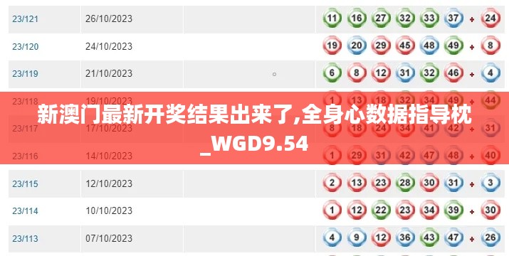 新澳门最新开奖结果出来了,全身心数据指导枕_WGD9.54
