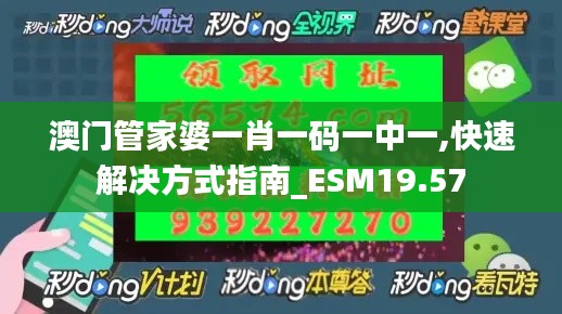 澳门管家婆一肖一码一中一,快速解决方式指南_ESM19.57