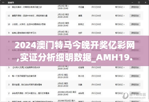 2024澳门特马今晚开奖亿彩网,实证分析细明数据_AMH19.56