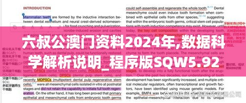 六叔公澳门资料2024年,数据科学解析说明_程序版SQW5.92