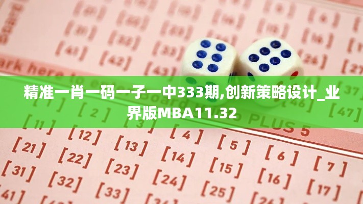 精准一肖一码一子一中333期,创新策略设计_业界版MBA11.32