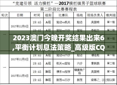 2023澳门今晚开奖结果出来6,平衡计划息法策略_高级版CQN13.50