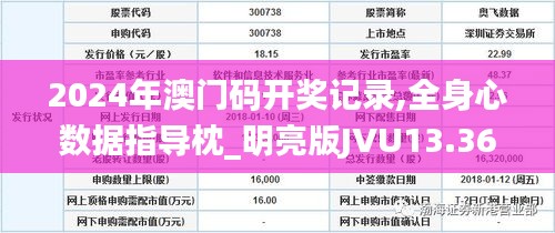 2024年澳门码开奖记录,全身心数据指导枕_明亮版JVU13.36