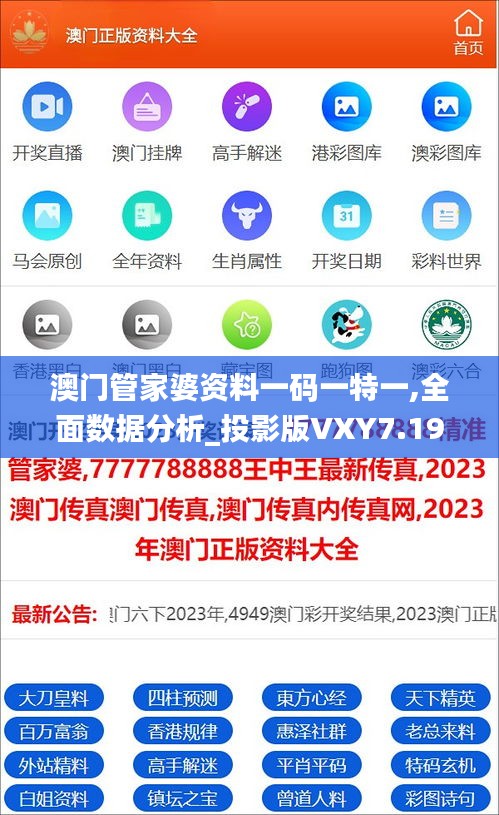 澳门管家婆资料一码一特一,全面数据分析_投影版VXY7.19