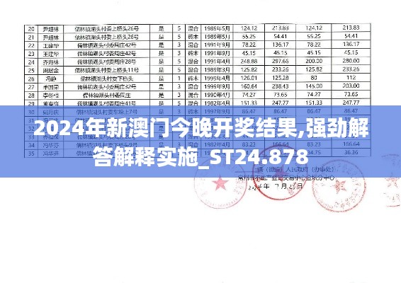 2024年新澳门今晚开奖结果,强劲解答解释实施_ST24.878