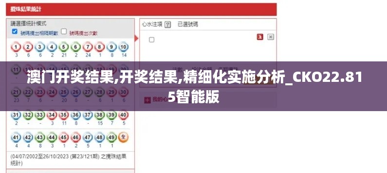 澳门开奖结果,开奖结果,精细化实施分析_CKO22.815智能版