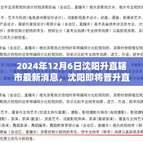 沈阳晋升直辖市最新动态，沈阳即将成为直辖市的最新消息与行动指南（2024年12月6日）