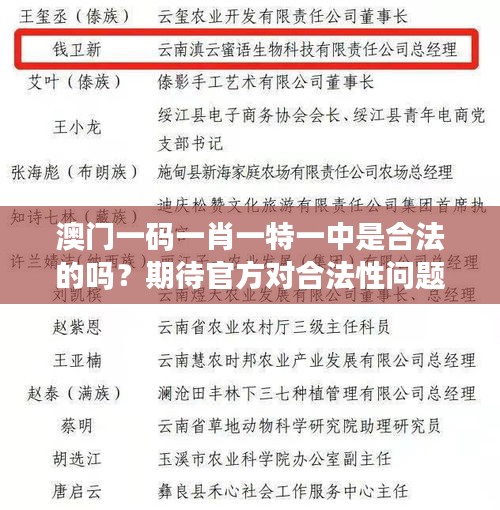 澳门一码一肖一特一中是合法的吗？期待官方对合法性问题的明确表态