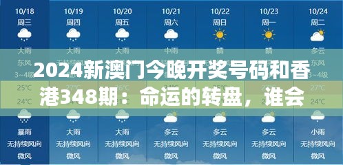 2024新澳门今晚开奖号码和香港348期：命运的转盘，谁会是下个幸运儿