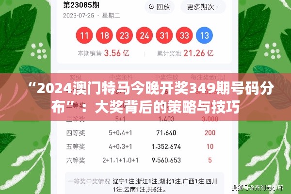 “2024澳门特马今晚开奖349期号码分布”：大奖背后的策略与技巧