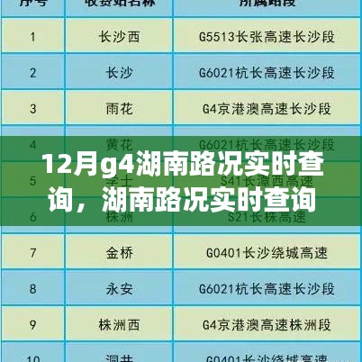 湖南路况实时查询系统深度解析与观点阐述，12月G4路况实时更新