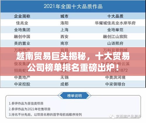 越南贸易巨头揭秘，十大贸易公司榜单排名重磅出炉！