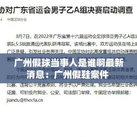 广州假球当事人是谁啊最新消息：广州假鞋案件 