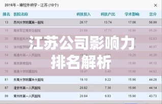 江苏公司影响力排名解析