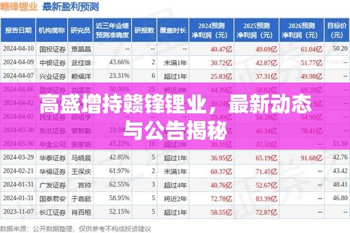 高盛增持赣锋锂业，最新动态与公告揭秘