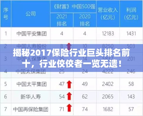 揭秘2017保险行业巨头排名前十，行业佼佼者一览无遗！