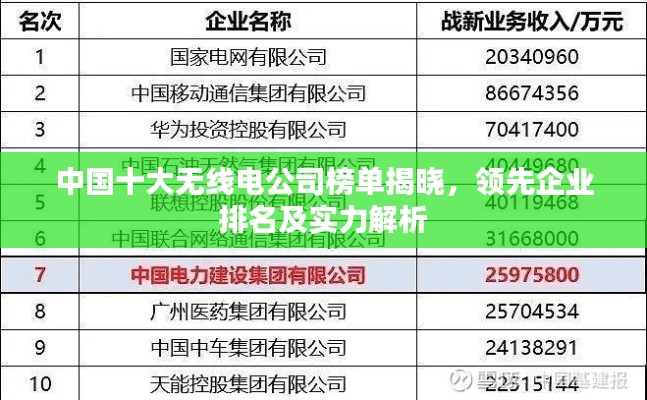 中国十大无线电公司榜单揭晓，领先企业排名及实力解析
