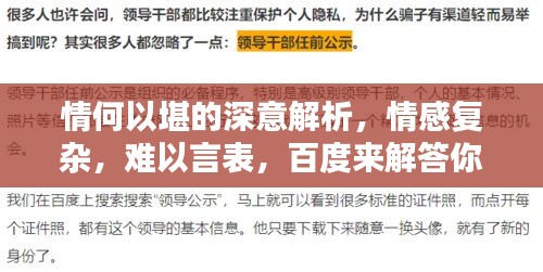 情何以堪的深意解析，情感复杂，难以言表，百度来解答你的疑惑！