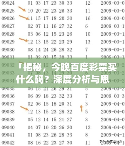「揭秘，今晚百度彩票买什么码？深度分析与思考」